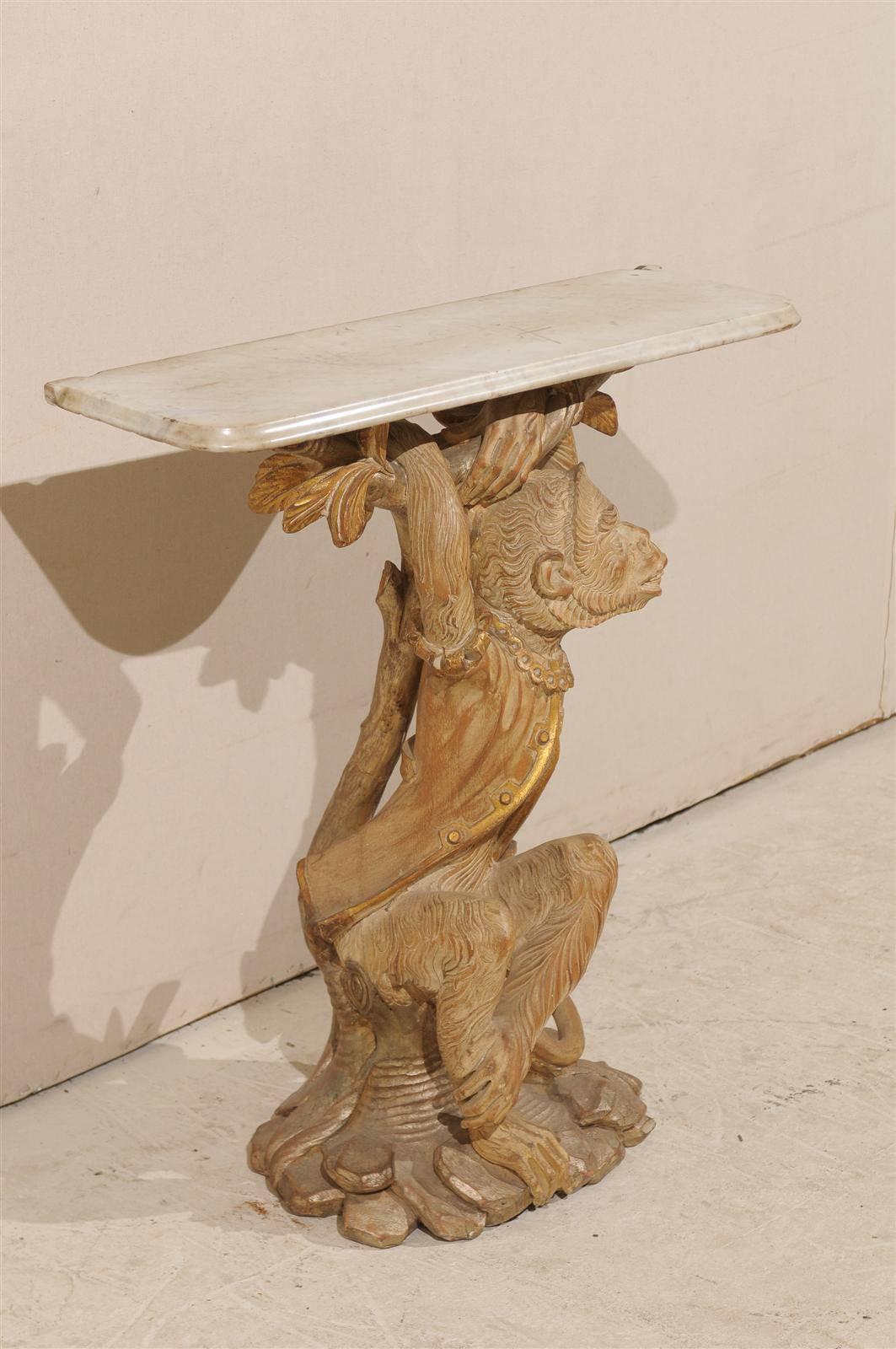 Italian Console Table with Carved Wood Dressed Monkey Base 3