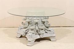 American Corinthian Capital Base Round Glass Top Table