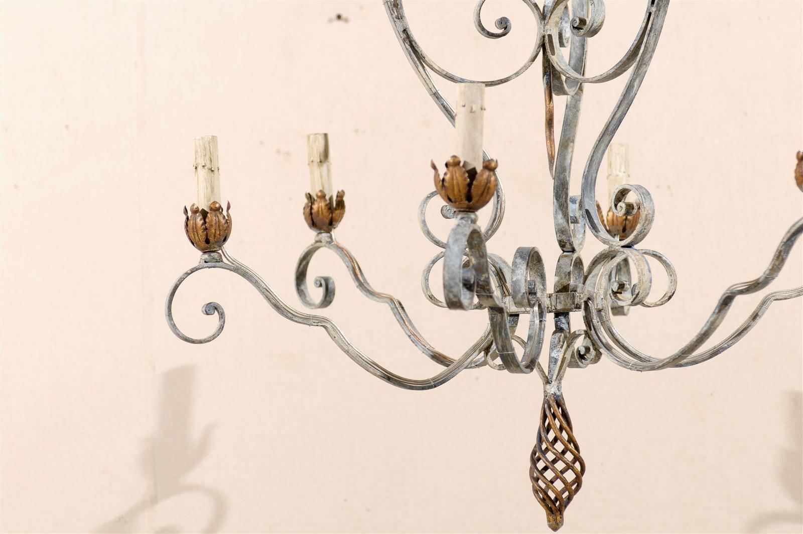 French Painted Iron Six-Light Chandelier 1