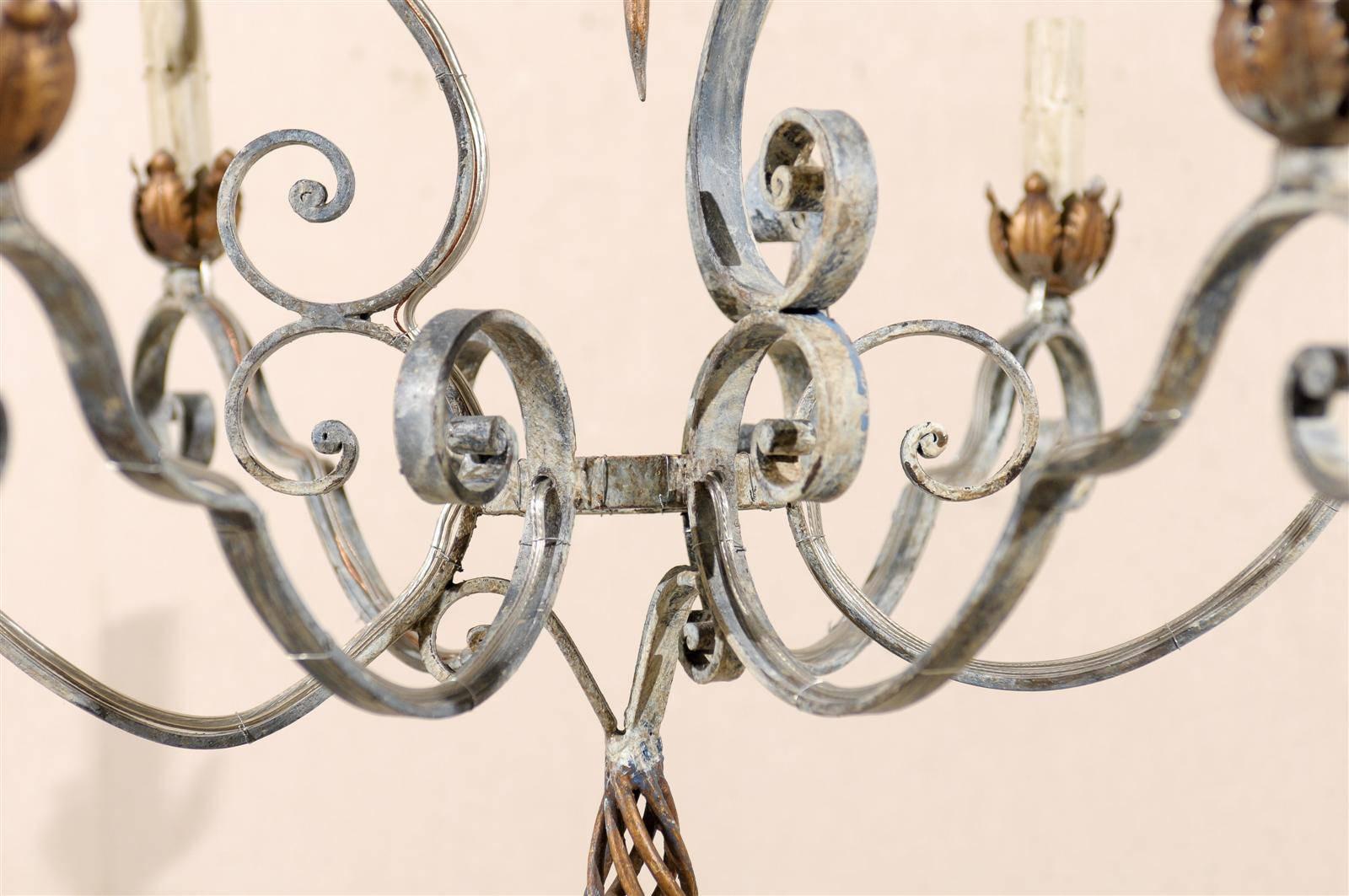 French Painted Iron Six-Light Chandelier (Eisen)