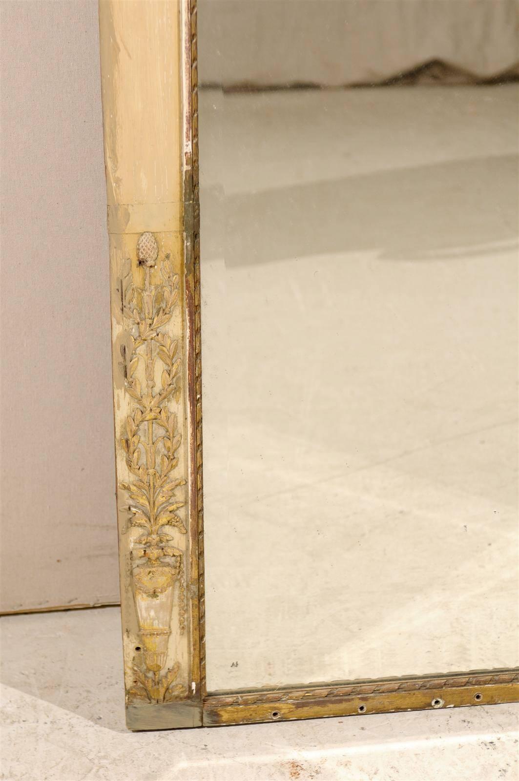 Large Size French Early 19th Century Painted and Gilded Pier Mirror 5