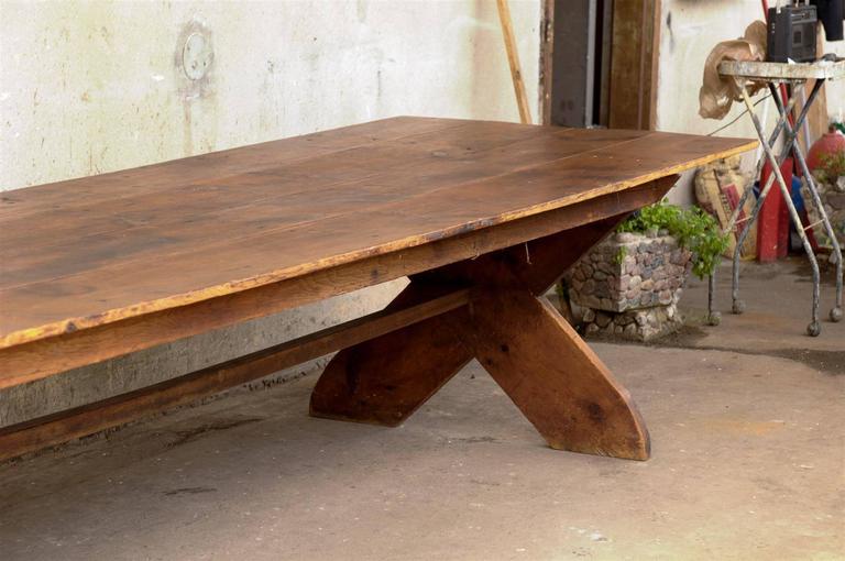 Large Size 19th Century American Sawbuck Dining Table at 1stDibs