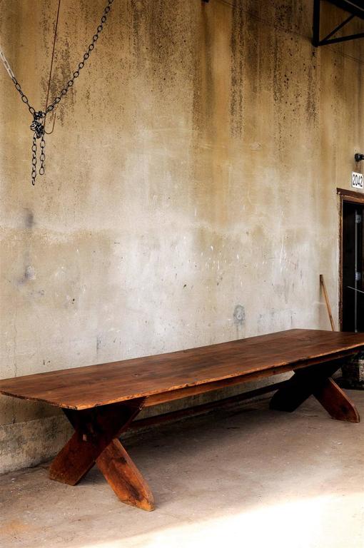Large Size 19th Century American Sawbuck Dining Table at 1stDibs
