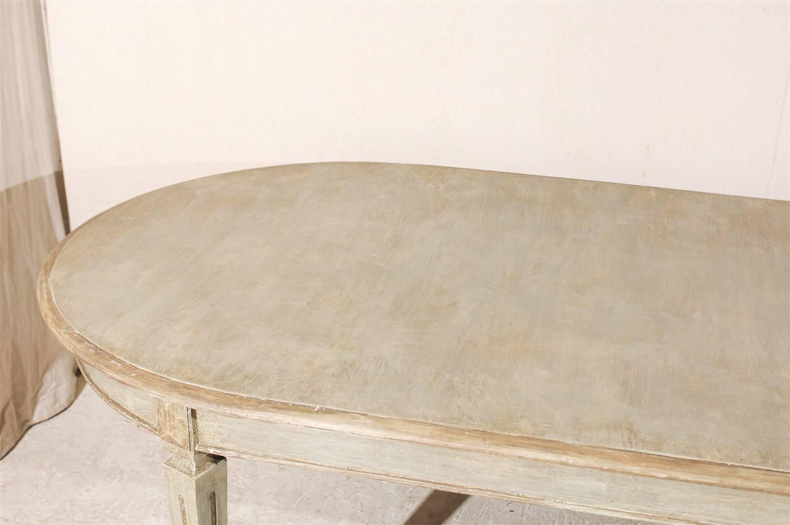 Wood Swedish Oval Shaped Gustavian Style Dining Table