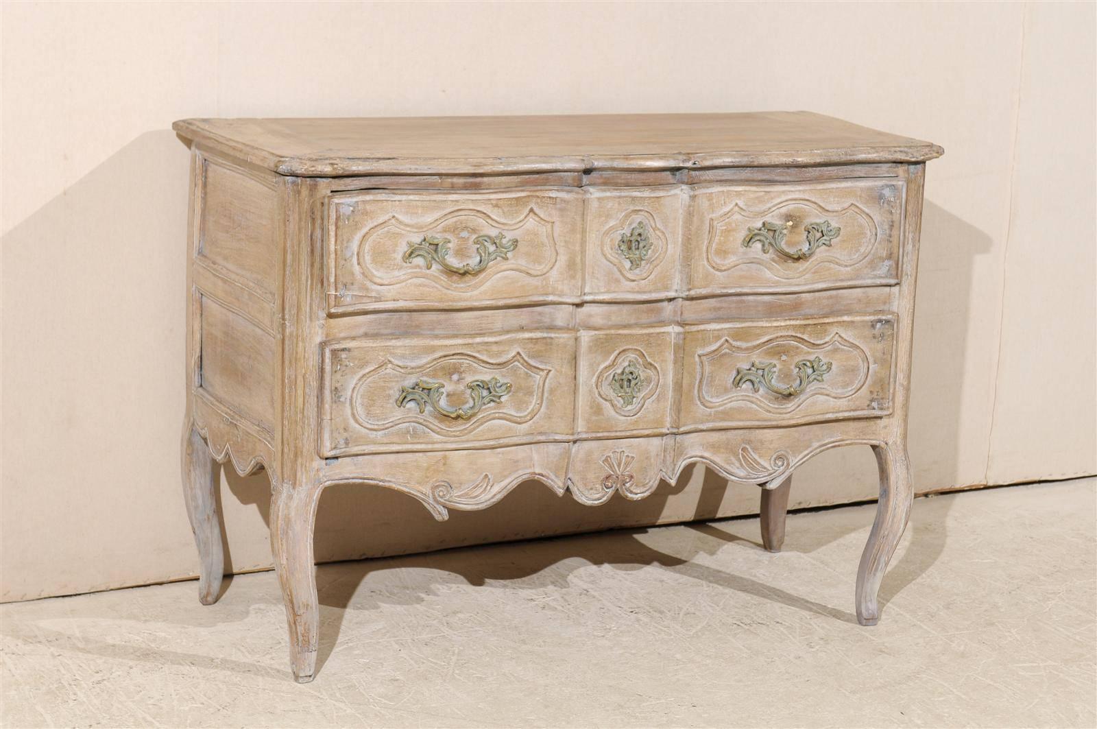 French 19th Century Scraped Wood Two-Drawer Commode 1