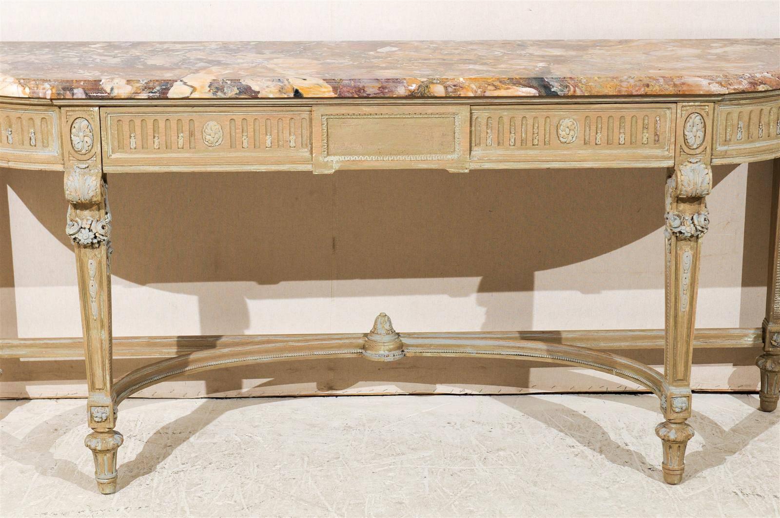 French Early 19th Century Wooden Console Table with Marble Top 1
