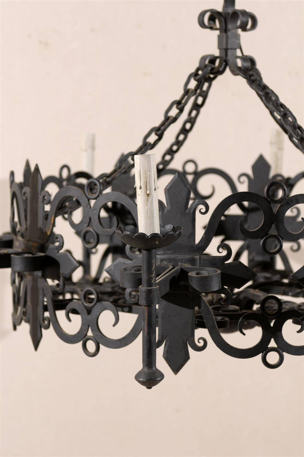 circular iron chandelier