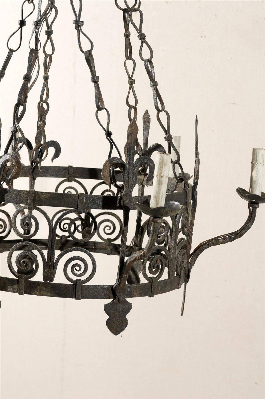 French Vintage Gothic Style Iron Six-Light Chandelier 3