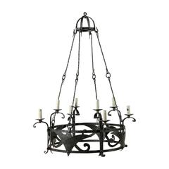 Italian Vintage Eight-Light Circular Iron Chandelier 10