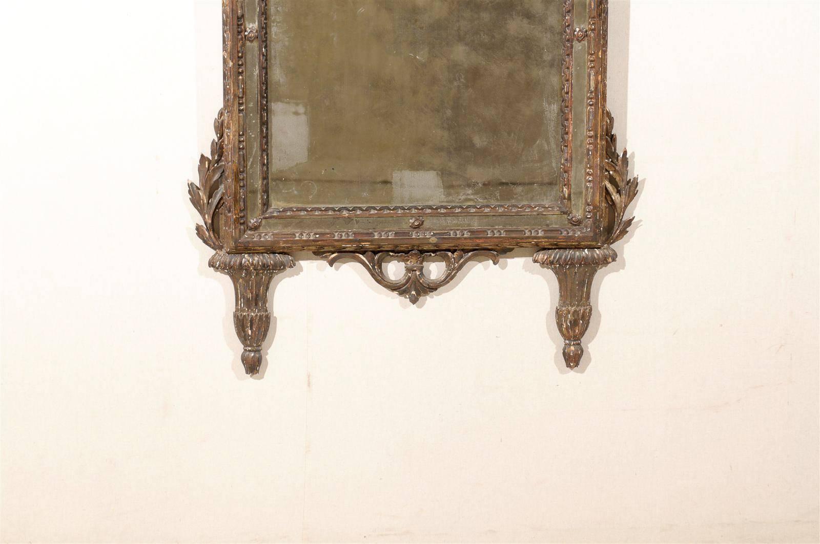 Italian 19th Century Italian Wooden Mirror with Exquisite Crest Carving 1