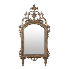 Italian 19th Century Italian Wooden Mirror with Exquisite Crest Carving