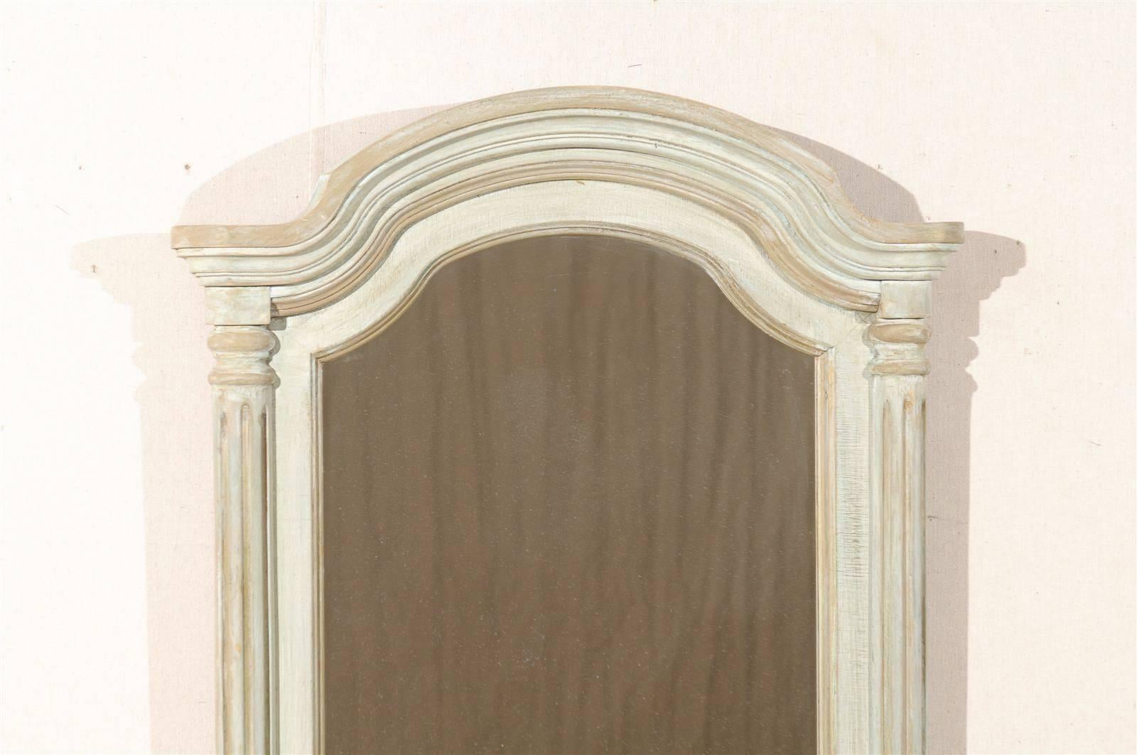 20th Century Pair of American Painted Wood Mirrors with Arched Crest
