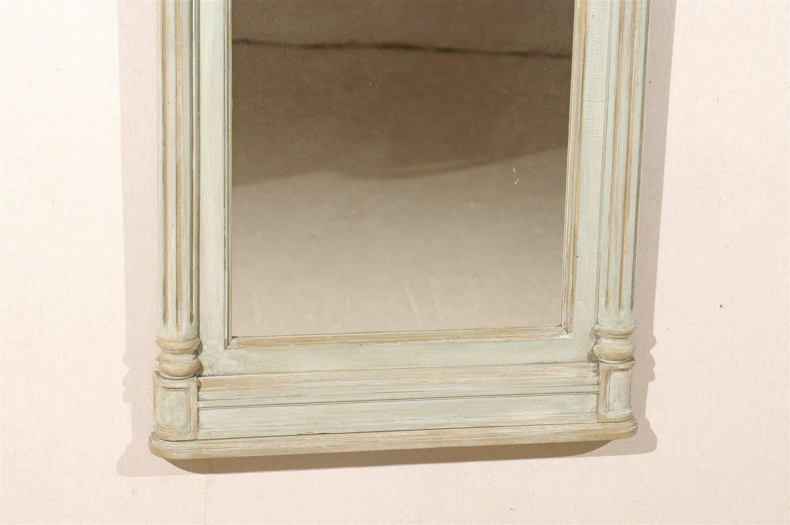 Pair of American Painted Wood Mirrors with Arched Crest 1