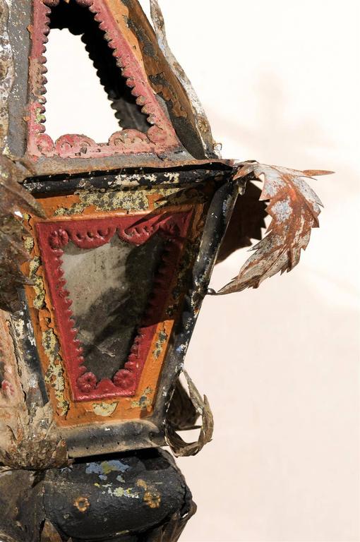Pair of Italian 19th Century Painted Metal Table Lamps For Sale at 1stDibs