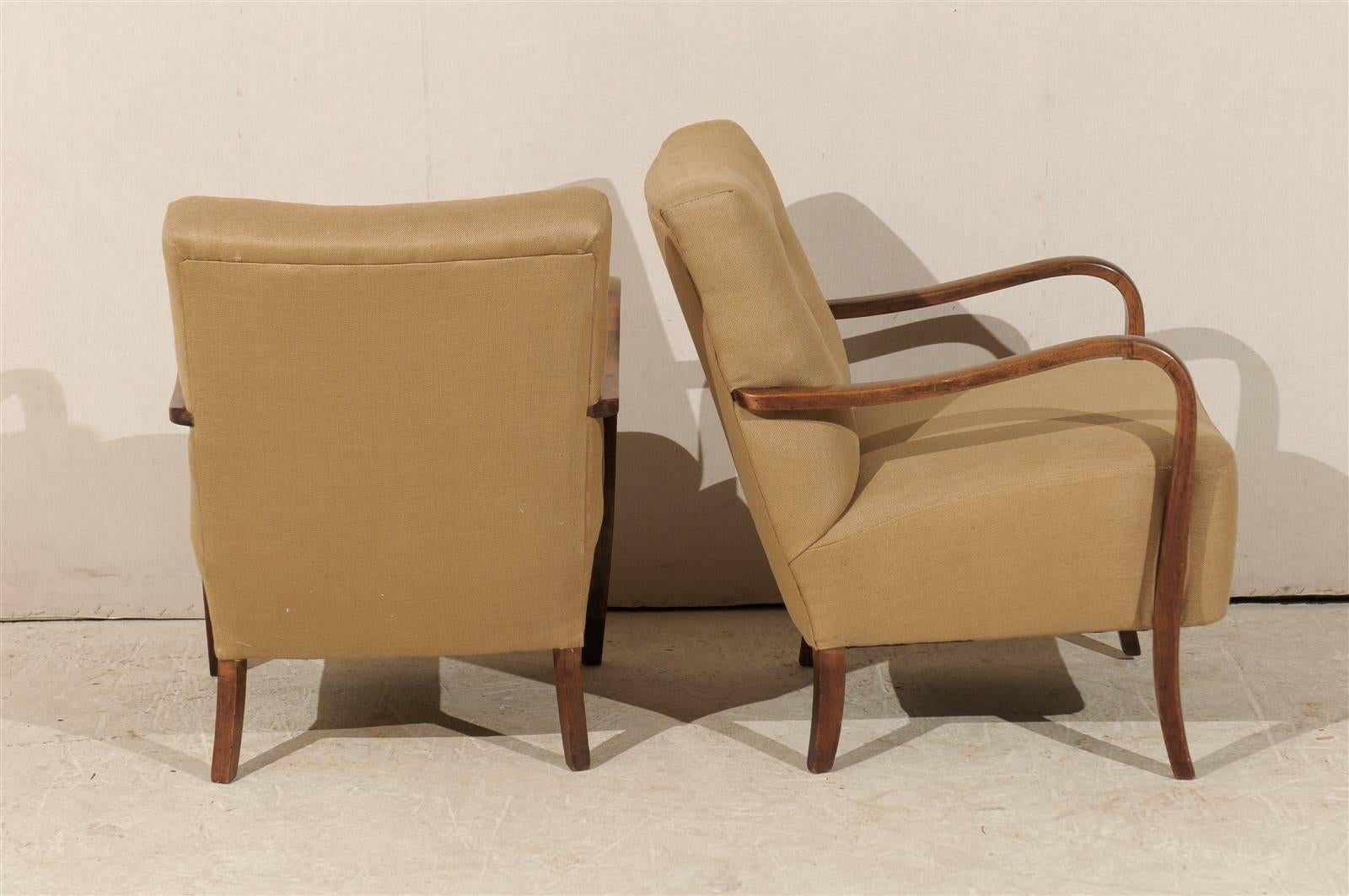 Pair of Swedish Art Deco Upholstered Armchairs 1