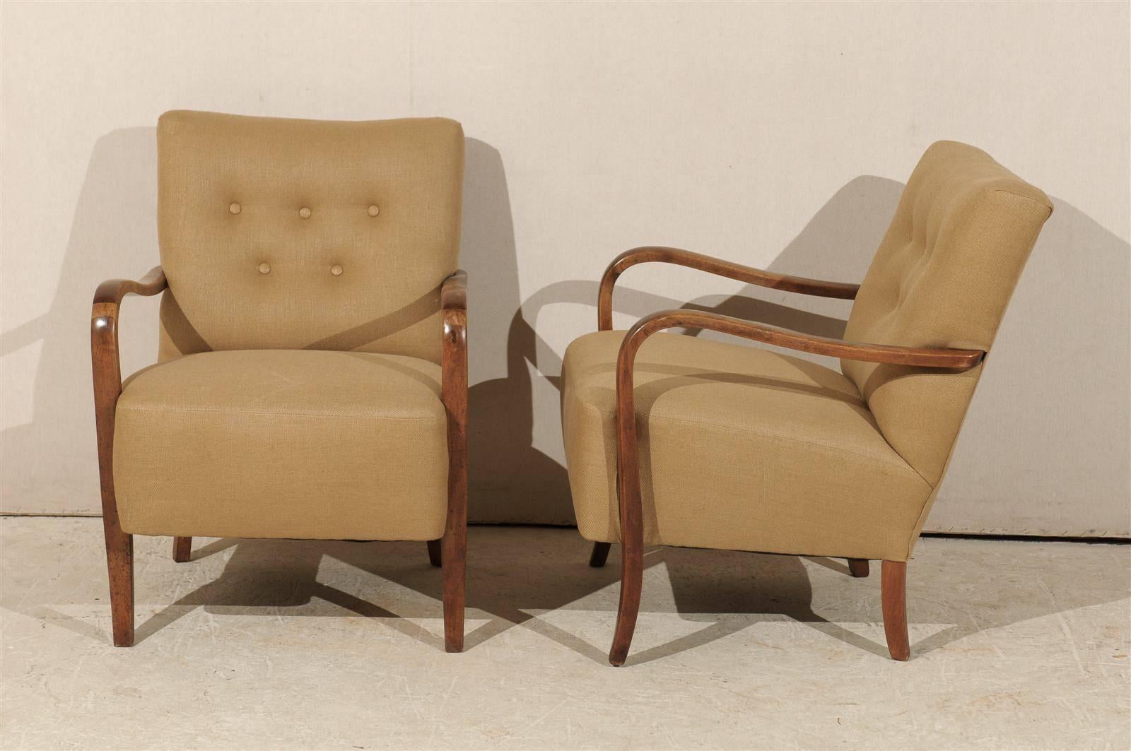 Pair of Swedish Art Deco Upholstered Armchairs 4