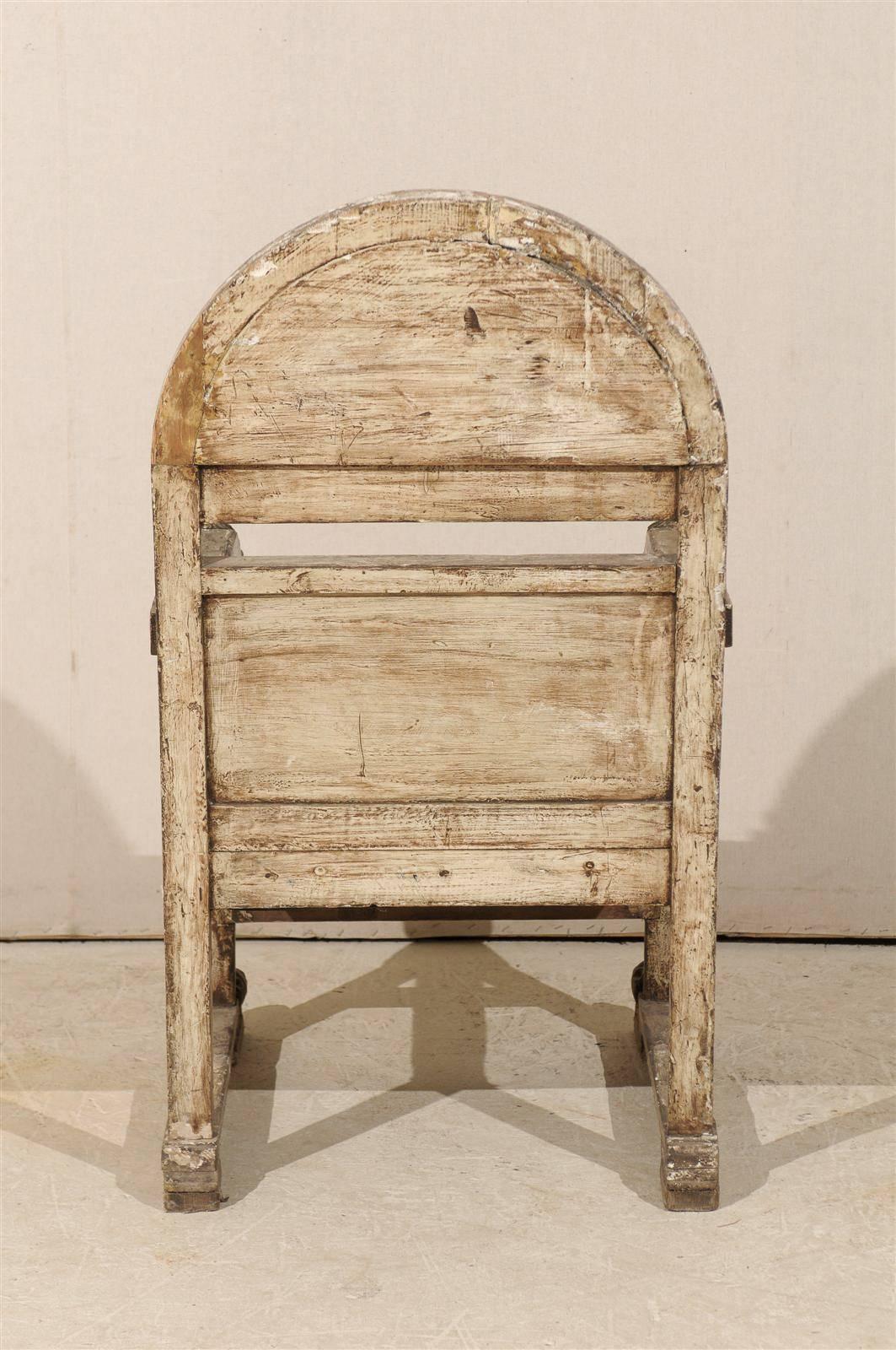 A Stately Italian Richly-Carved Wooden Chair with Elegant Aging, Early 19th C.  3