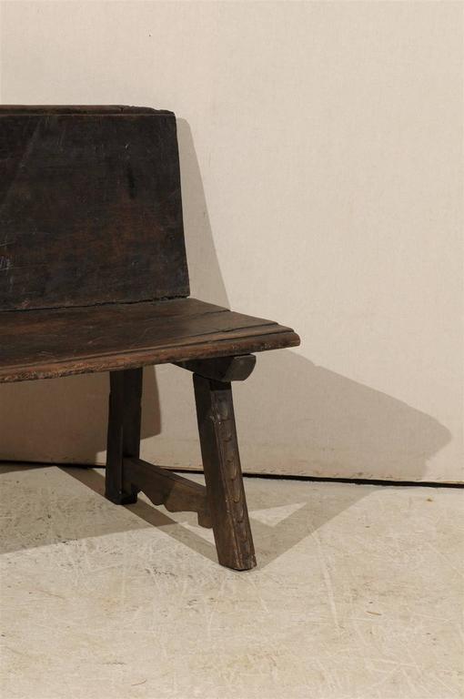 Spanish 18th Century Walnut Wood Bench at 1stDibs