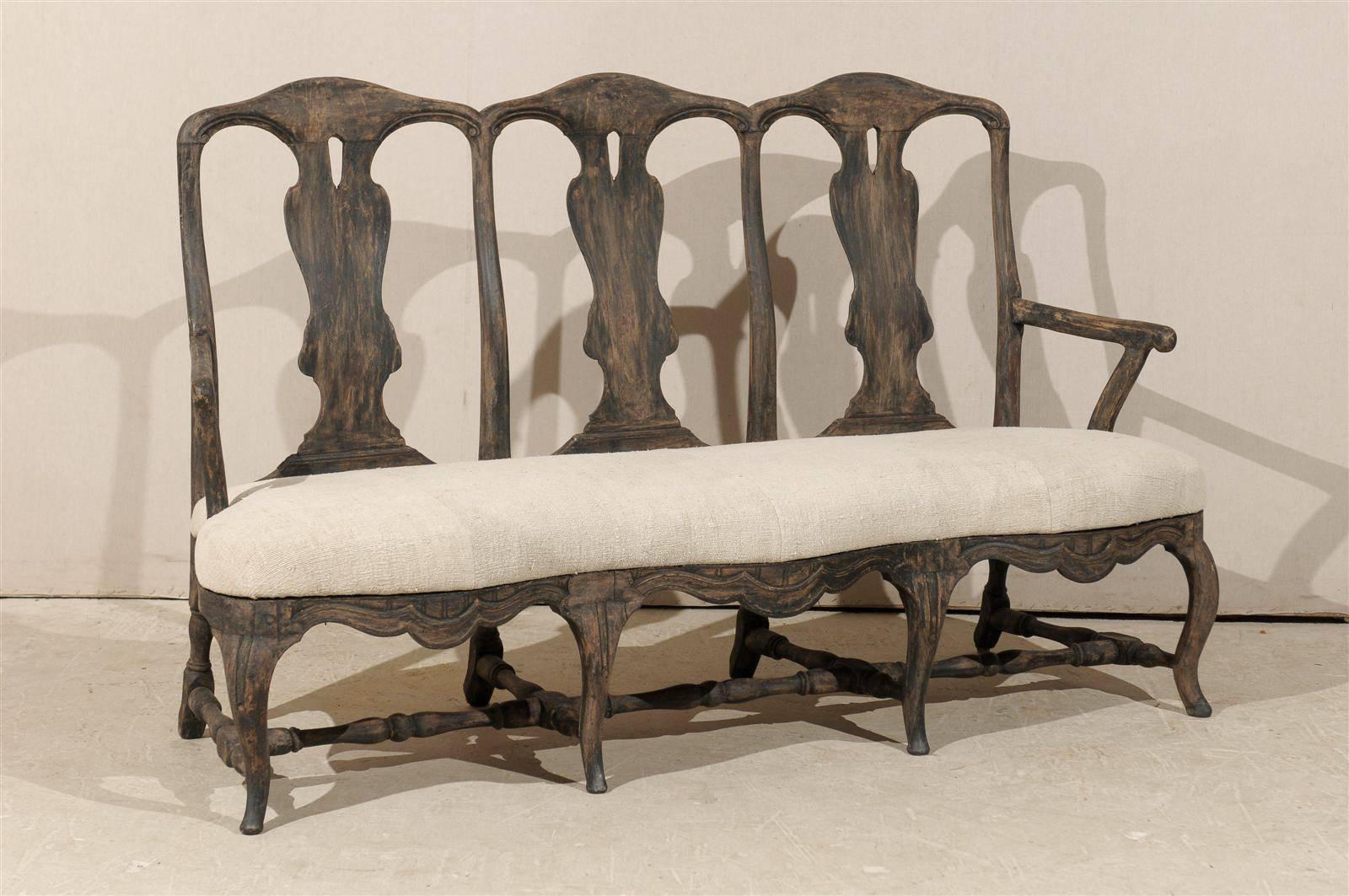 Painted Swedish Period Rococo 19th Century Sofa with Original Finish