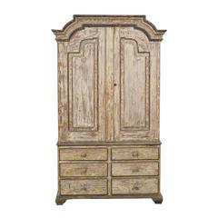 18th Century Swedish Period Rococo Wooden Cabinet with Original Paint