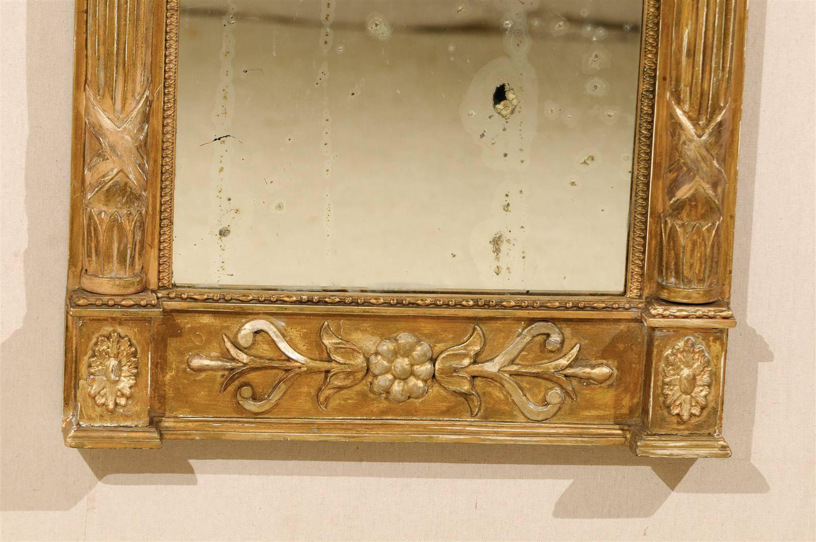 Swedish 19th Century Gilded Wood Mirror with Fire Urn Carving 4
