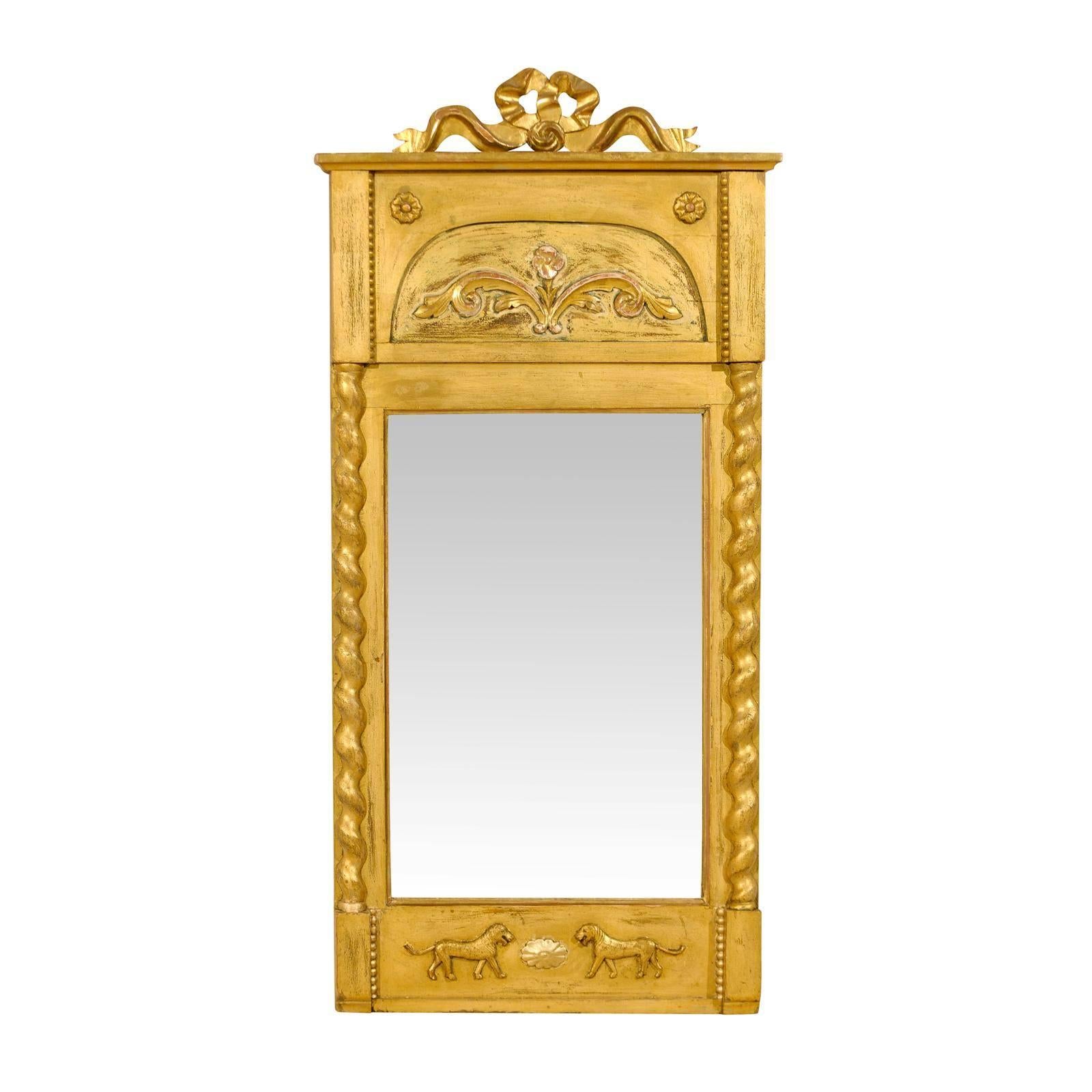 19th Century Swedish Slender Gilded Mirror