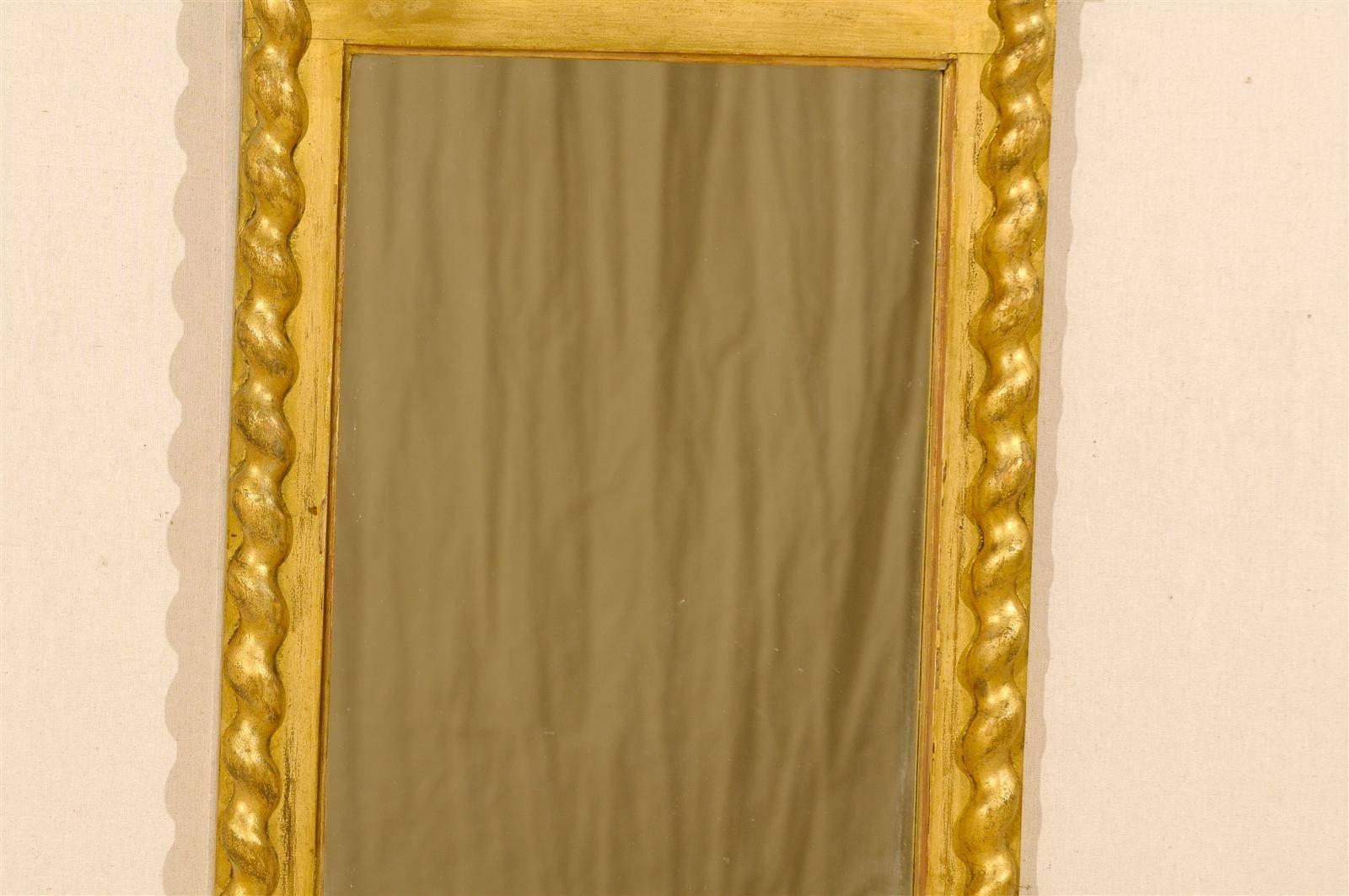 19th Century Swedish Slender Gilded Mirror In Good Condition In Atlanta, GA