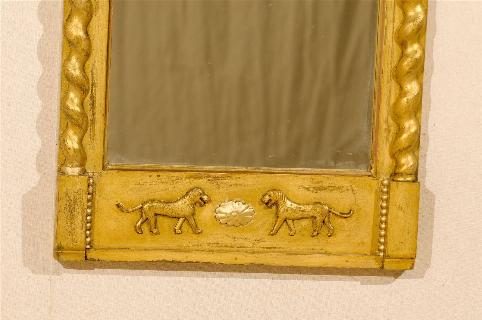 Wood 19th Century Swedish Slender Gilded Mirror