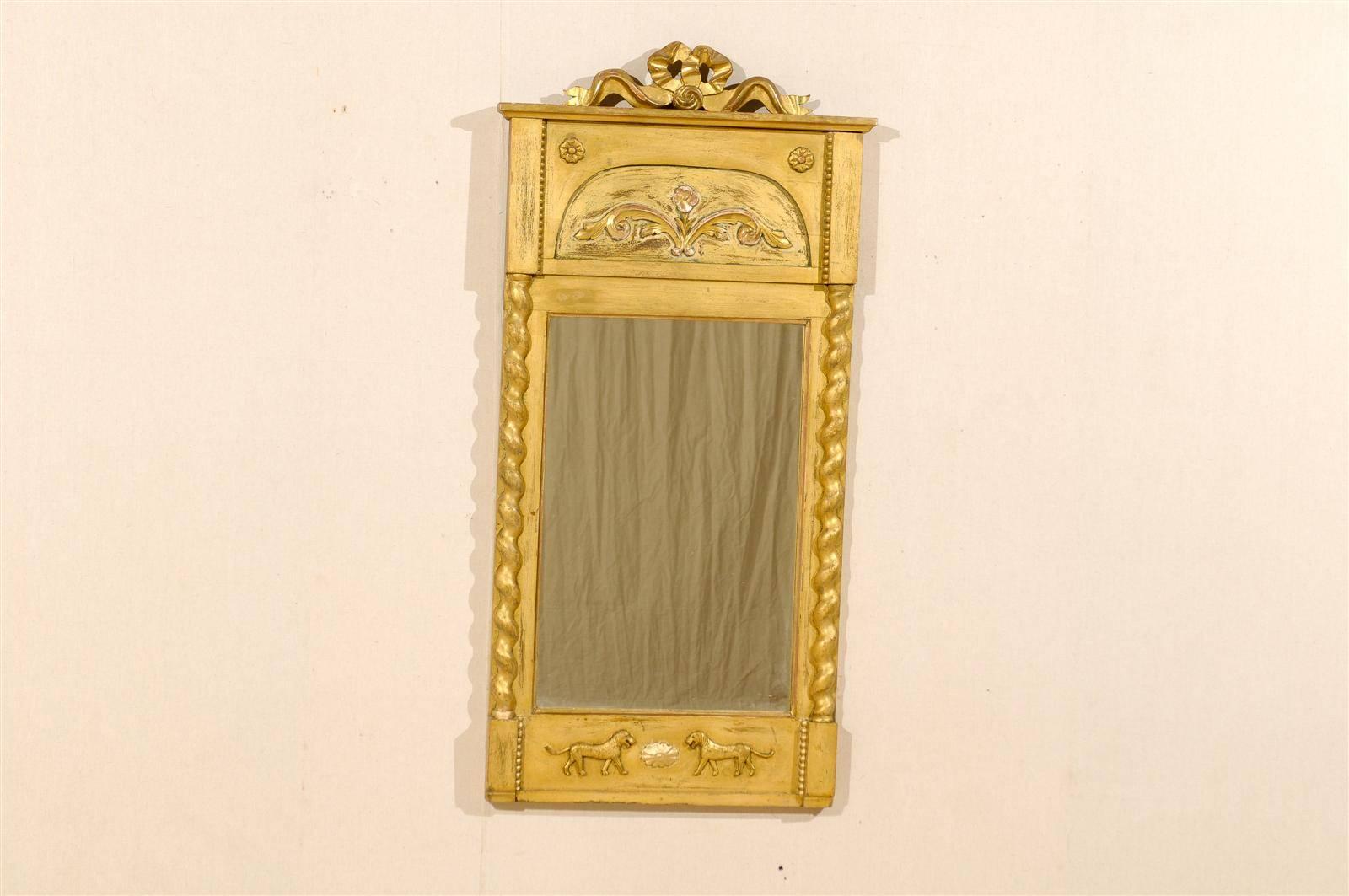 19th Century Swedish Slender Gilded Mirror 4