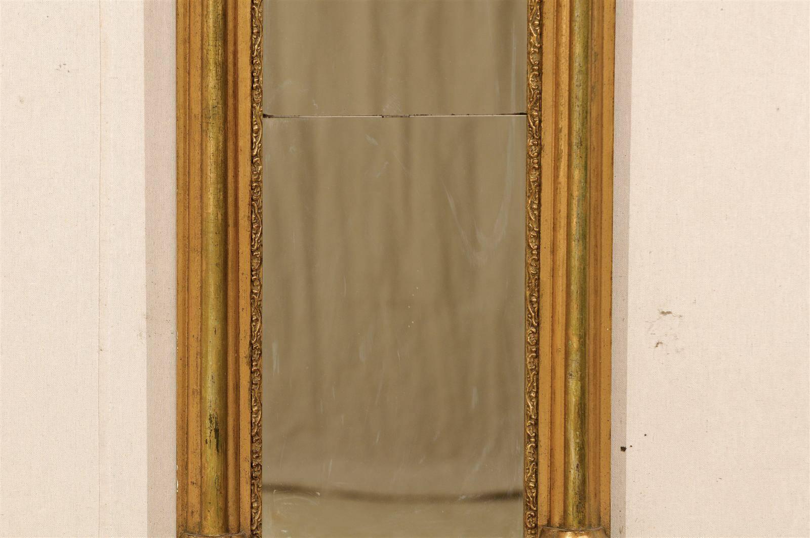 19th Century Swedish Gilded and Painted Slender Wooden Mirror  3