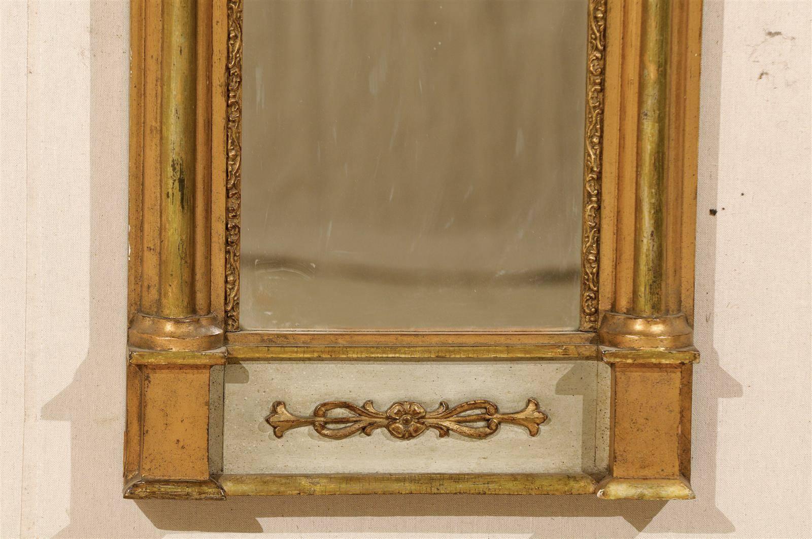 19th Century Swedish Gilded and Painted Slender Wooden Mirror  4