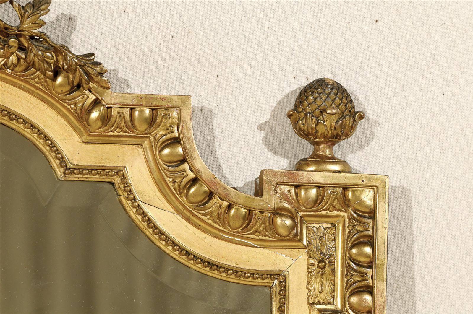 A French Antique Beautifully Carved & Gilt Mirror, Standing over 5.5 Ft Tall For Sale 4