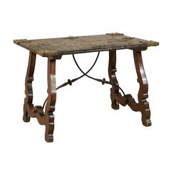 19th Century Spanish Leather Top Coffee Table