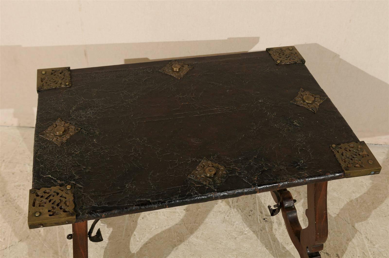 19th Century Spanish Leather Top Coffee Table 2