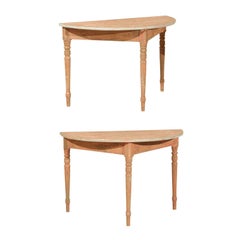 Pair of 19th Century Swedish Demilune Console Tables