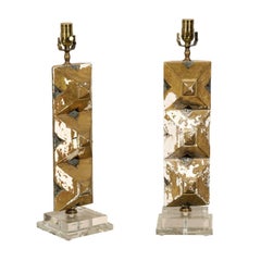 Pair of Italian Wooden Fragments Made into Table Lamps