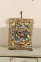 Italian 19th Century Wooden Fragment Made into a Table Lamp