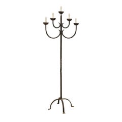 French Vintage Five-Light Wrought Iron Floor Lamp