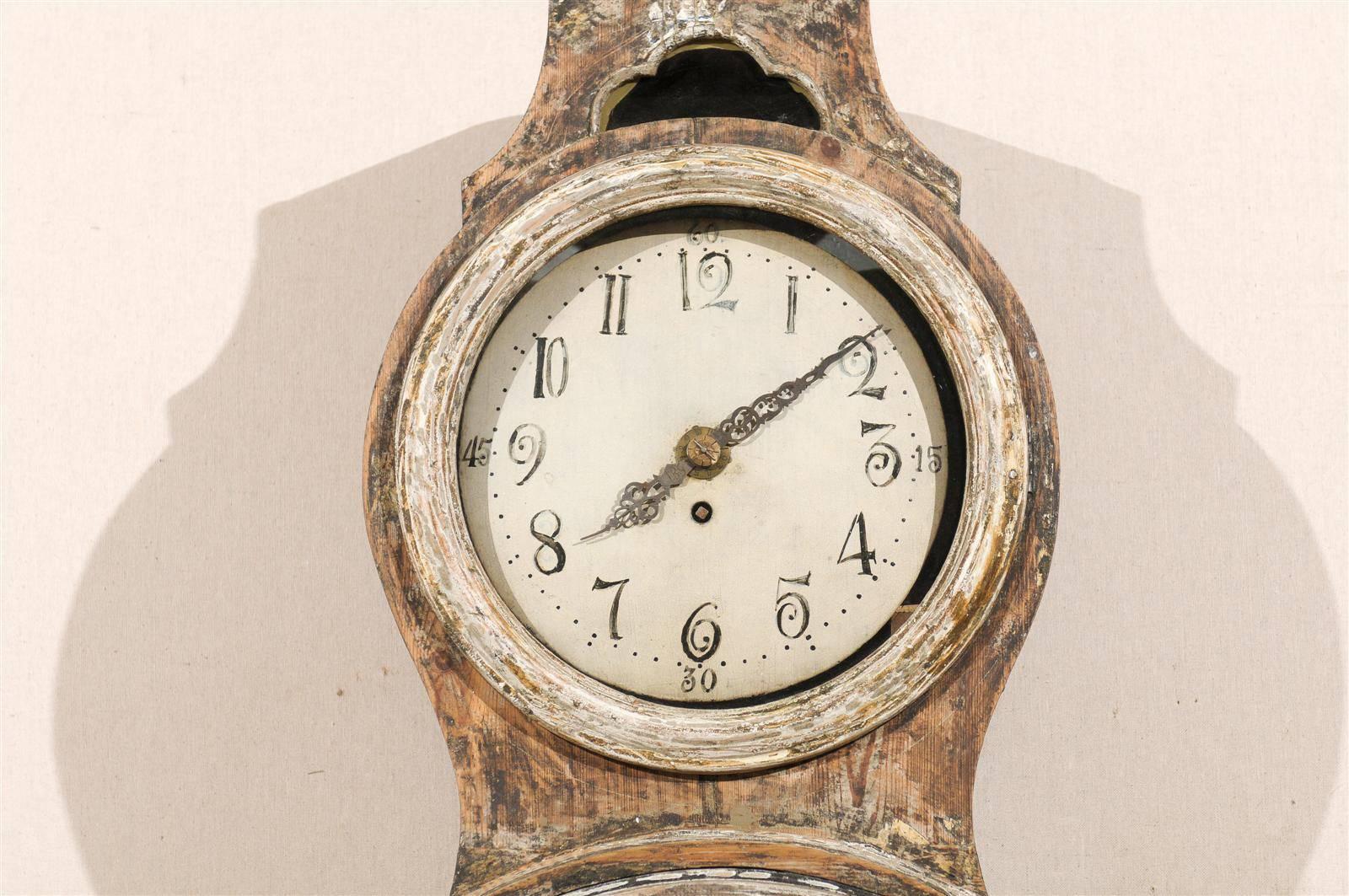 Swedish 19th Century Wooden Tall Case Clock In Good Condition In Atlanta, GA