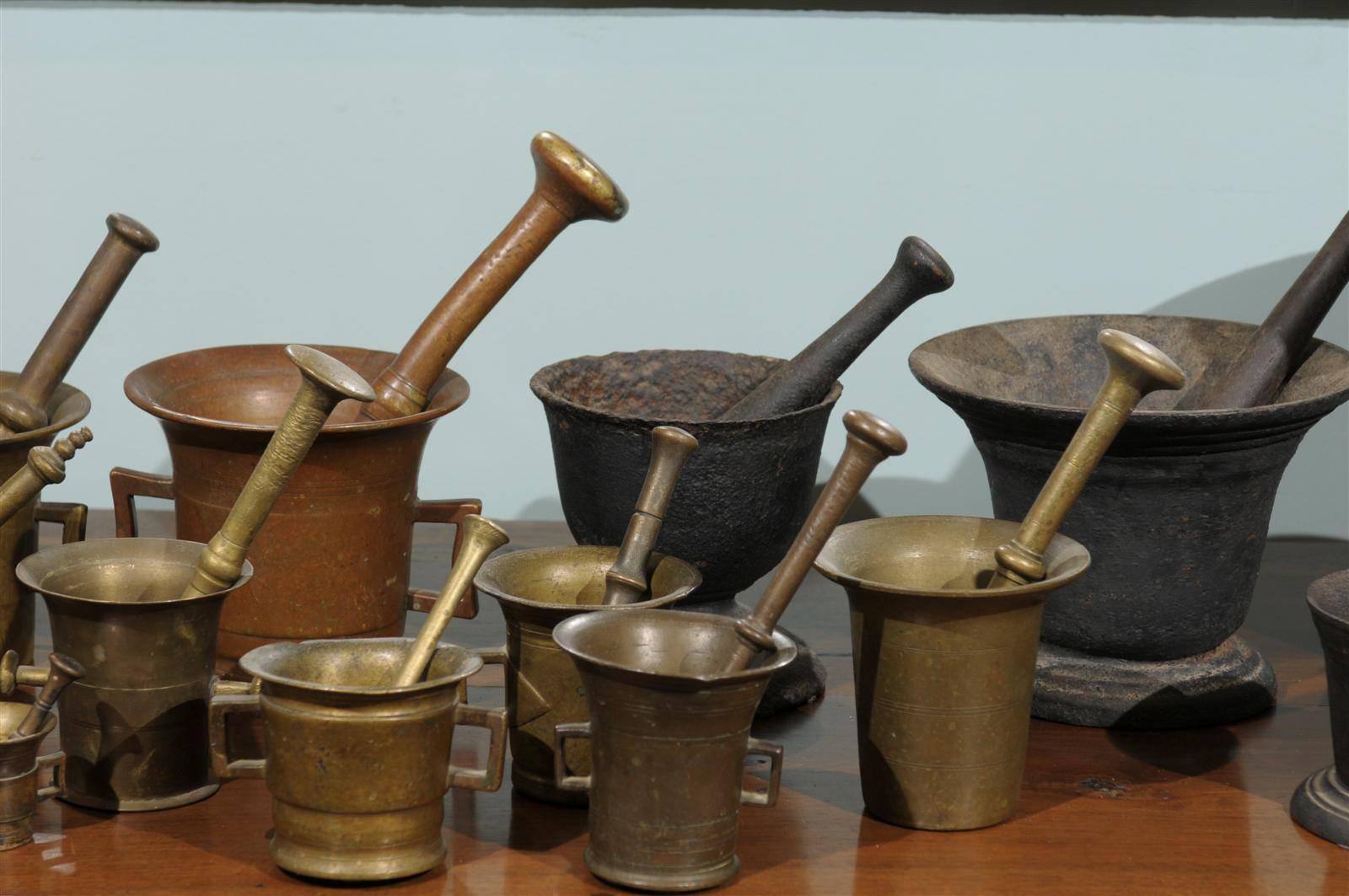 19th Century Collection of 18 Mortars and Pestles from a College Professor