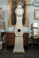 Swedish 19th Century Light Grey Painted Wood Mora Clock