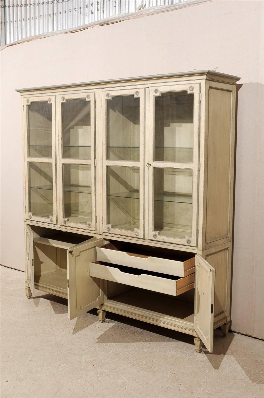 20th Century Vintage Baker Milling Road Grand Scale Four-Door Glass Cabinet
