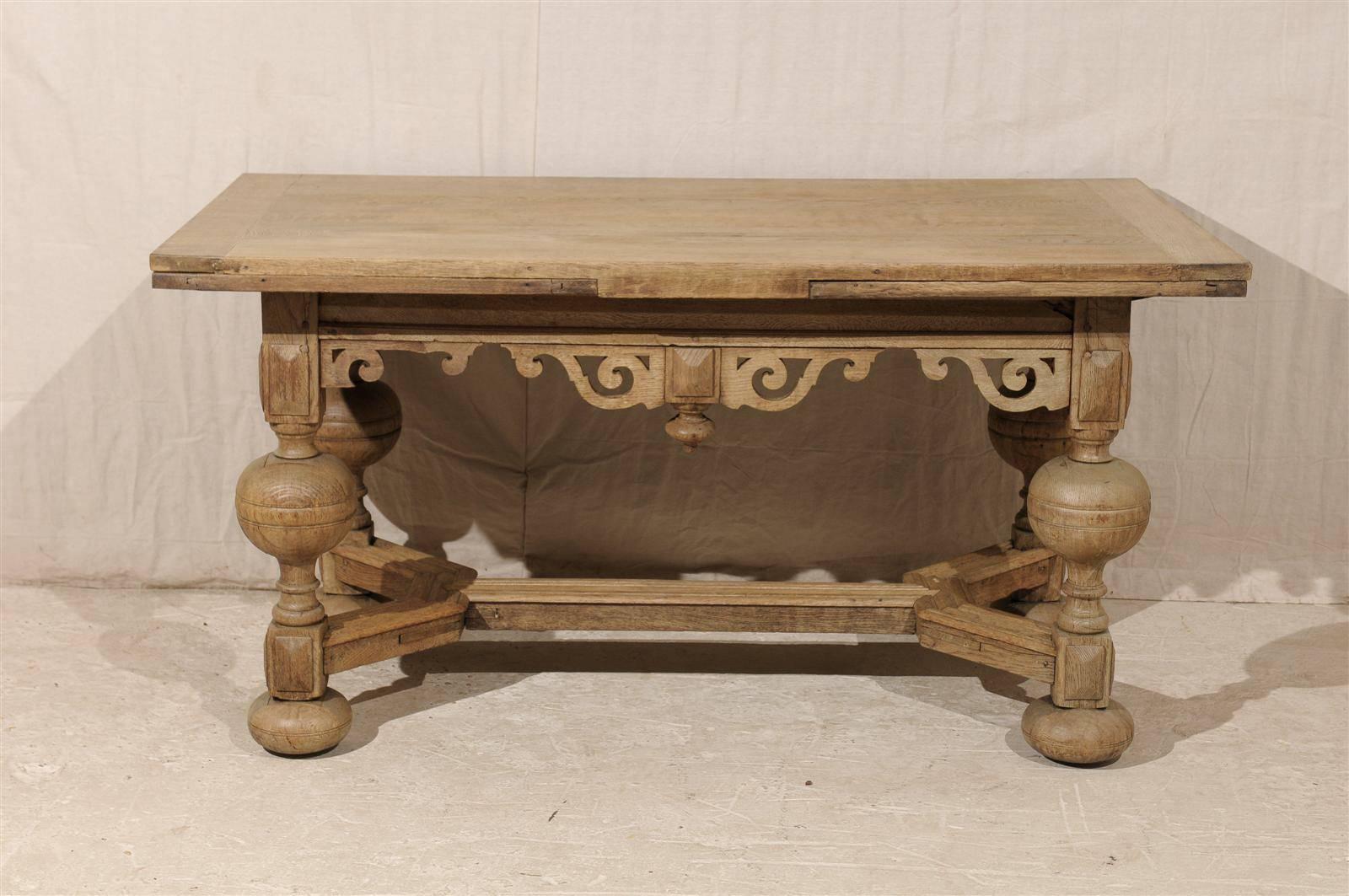 A Swedish Baroque Style Wooden Table With Carved Apron, Early 19th Century In Good Condition In Atlanta, GA