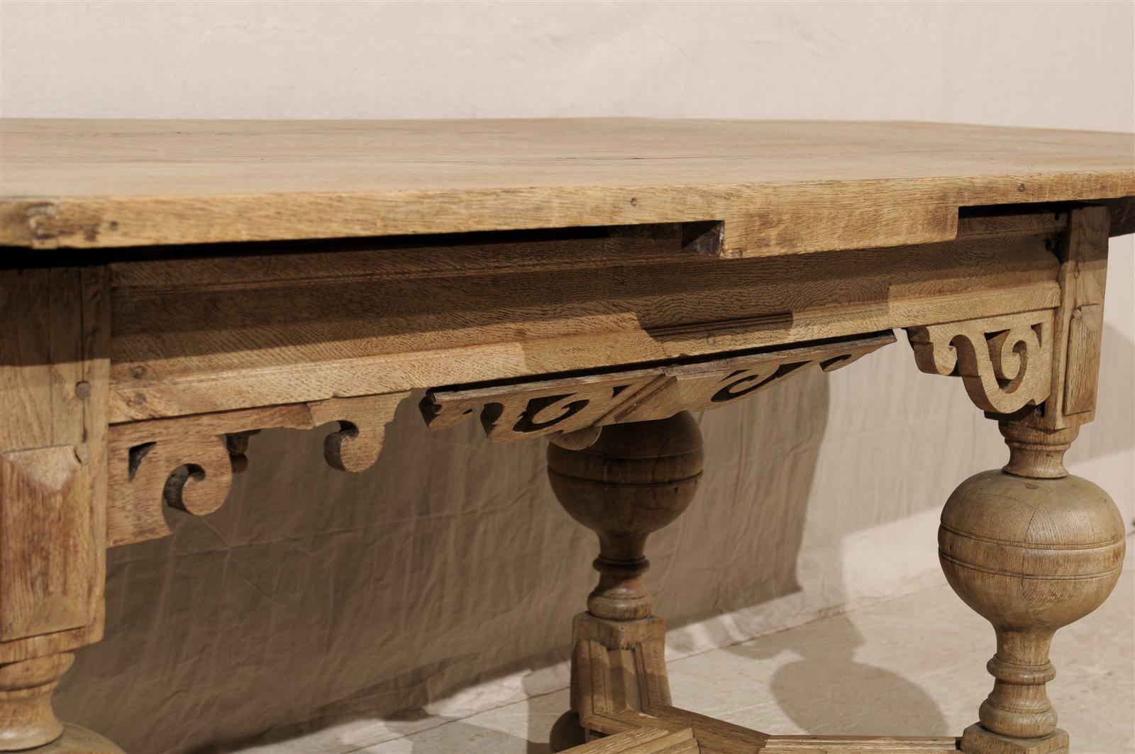 A Swedish Baroque Style Wooden Table With Carved Apron, Early 19th Century 2