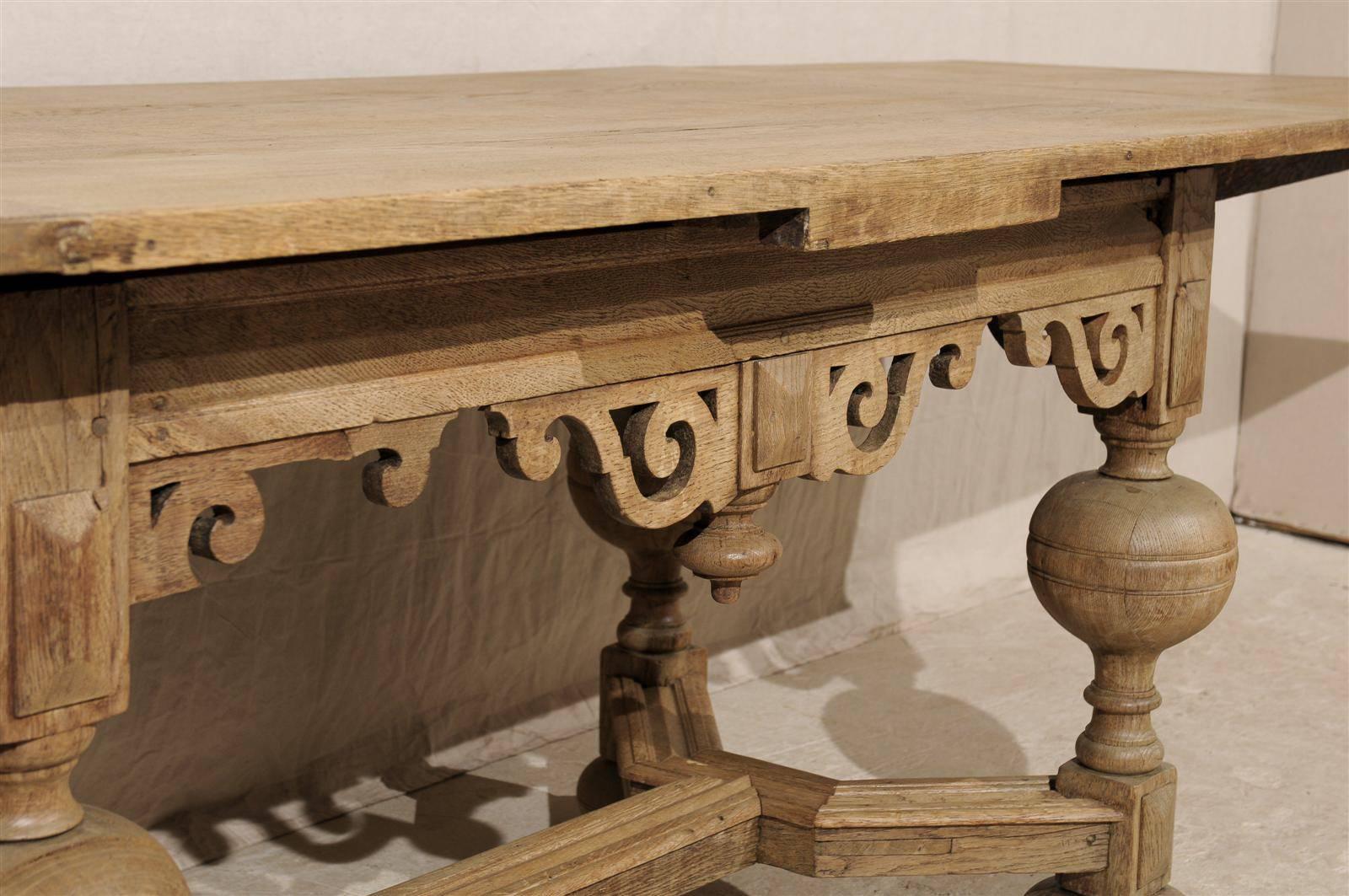 A Swedish Baroque Style Wooden Table With Carved Apron, Early 19th Century 3