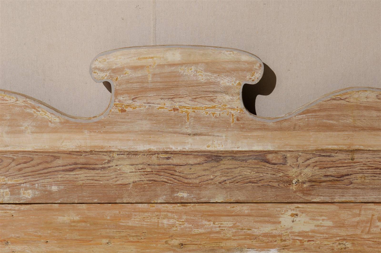 Swedish Painted Wood Karl Johan Bench Scraped to Original Color, Mid 19th C. 2