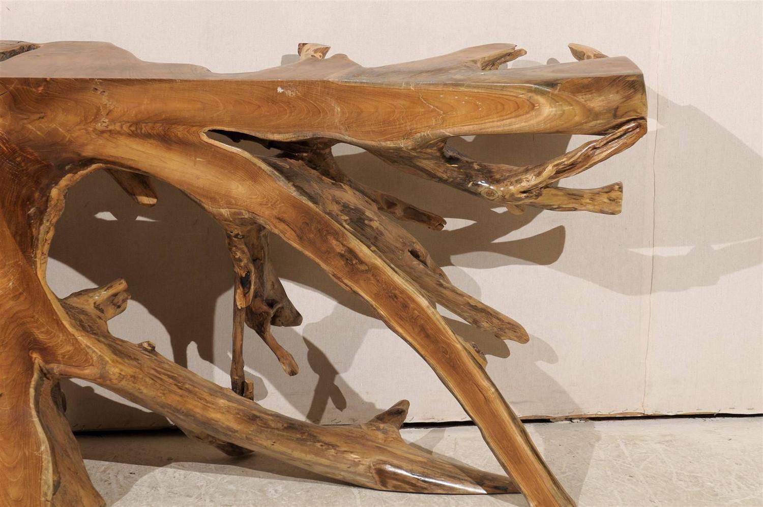 Whimsical Teak Root Wooden Console Table For Sale at 1stdibs