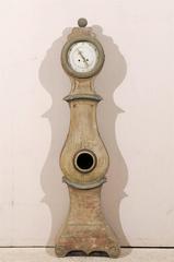 Exquisite Swedish 19th Century Clock with Carved Crest and Volutes on the Base