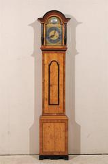 Swedish 18th Century Birchwood Clock with Rectangular Head with Black Accents