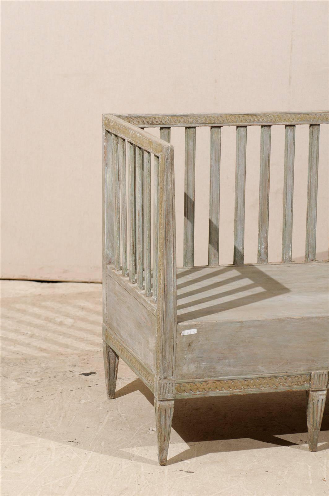 Swedish Period Gustavian Painted Wood Bench from the Late 18th Century 1
